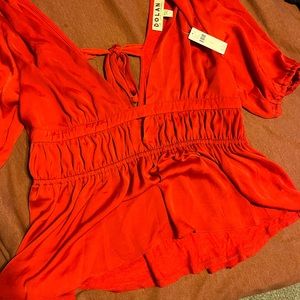 Anthropologie crimson shirt